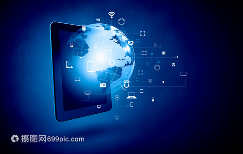 全球技术与平板电脑媒体图标现代网络业务